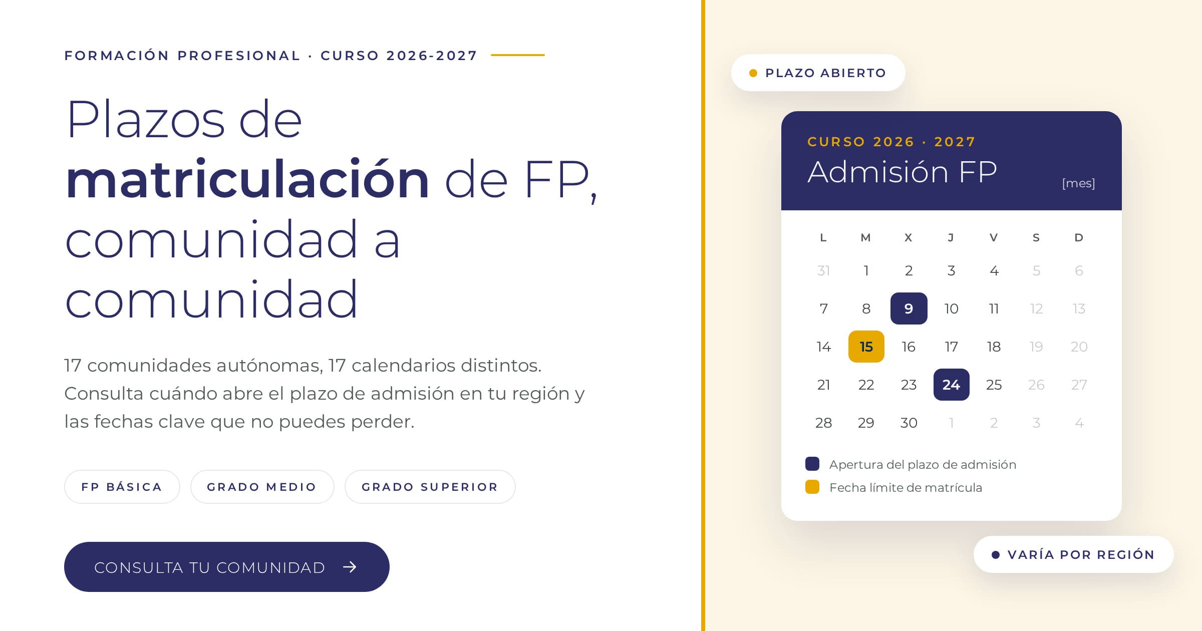 Plazo de matriculación de FP 2026-2027: fechas, fases y cómo asegurar tu plaza
